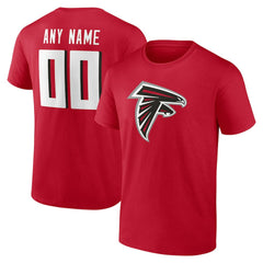 Atlanta Falcons Team Authentic Personalized Name & Number T-Shirt Red