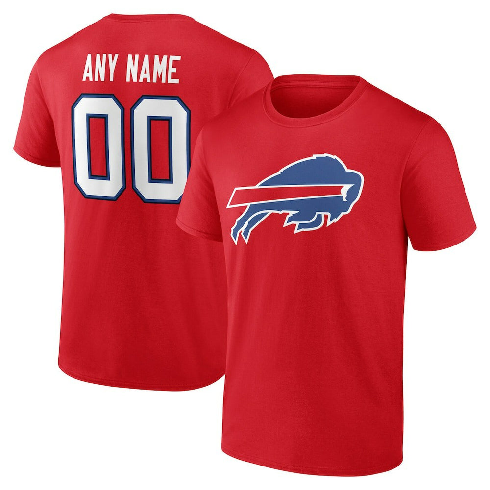 Buffalo Bills Team Authentic Personalized Name & Number T-Shirt Red