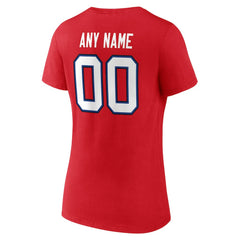 Buffalo Bills Women's Team Authentic Personalized Name & Number V-Neck T-Shirt Red