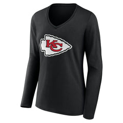 Kansas City Chiefs Women's Team Authentic Personalized Name & Number Long Sleeve V-Neck T-Shirt Black