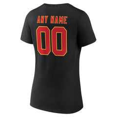 Kansas City Chiefs Women's Team Authentic Personalized Name & Number V-Neck T-Shirt Black