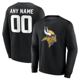 Minnesota Vikings Team Authentic Personalized Name & Number Sweatshirt Black