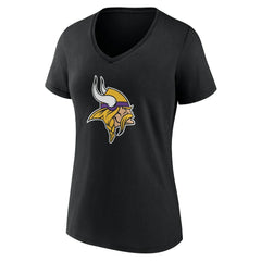 Minnesota Vikings Women's Team Authentic Personalized Name & Number V-Neck T-Shirt Black