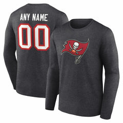 Tampa Bay Buccaneers Team Authentic Personalized Name & Number Long Sleeve T-Shirt Charcoal