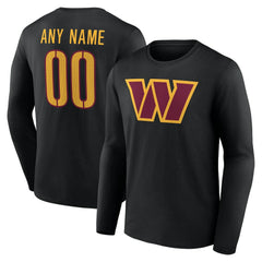 Washington Commanders Team Authentic Personalized Name & Number Long Sleeve T-Shirt Black