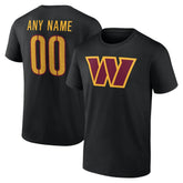 Washington Commanders Team Authentic Personalized Name & Number T-Shirt Black