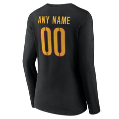 Washington Commanders Women's Team Authentic Personalized Name & Number Long Sleeve V-Neck T-Shirt Black