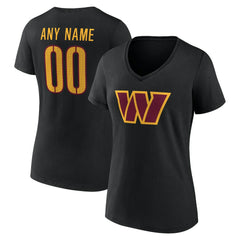 Washington Commanders Women's Team Authentic Personalized Name & Number V-Neck T-Shirt Black