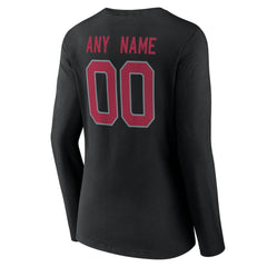 Arizona Cardinals Women's Team Authentic Personalized Name & Number Long Sleeve V-Neck T-Shirt Black