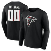 Atlanta Falcons Team Authentic Personalized Name & Number Long Sleeve T-Shirt Black