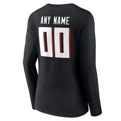 Atlanta Falcons Women's Team Authentic Personalized Name & Number Long Sleeve V-Neck T-Shirt Black