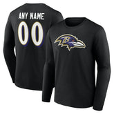 Baltimore Ravens Team Authentic Personalized Name & Number Long Sleeve T-Shirt Black