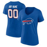 Buffalo Bills Women's Team Authentic Personalized Name & Number V-Neck T-Shirt Royal