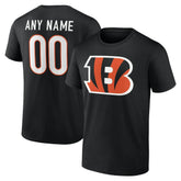Cincinnati Bengals Team Authentic Personalized Name & Number T-Shirt Black