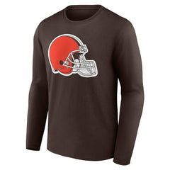 Cleveland Browns Team Authentic Personalized Name & Number Long Sleeve T-Shirt Brown