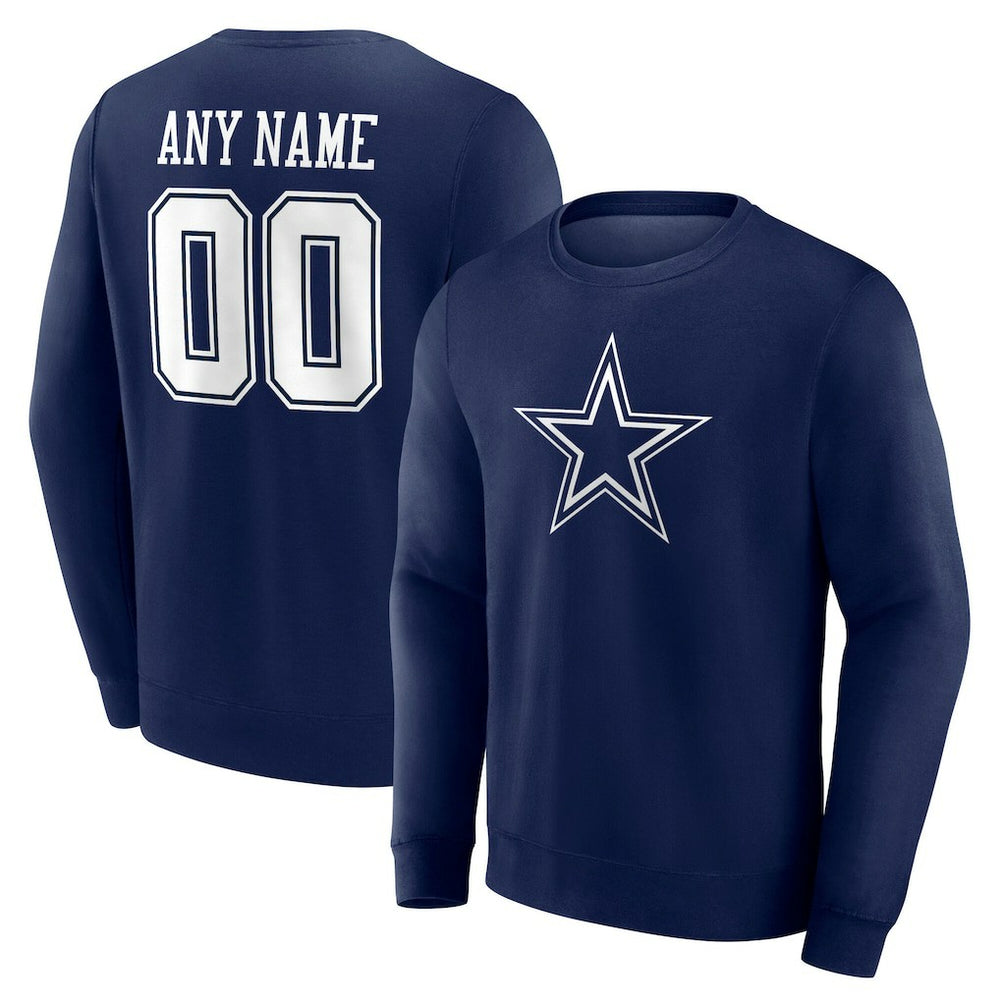 Dallas Cowboys Team Authentic Personalized Name & Number Sweatshirt Navy