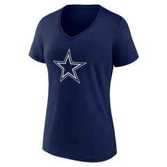 Dallas Cowboys Women's Team Authentic Personalized Name & Number V-Neck T-Shirt Navy
