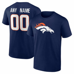 Denver Broncos Team Authentic Personalized Name & Number T-Shirt Navy