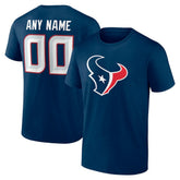 Houston Texans Team Authentic Personalized Name & Number T-Shirt Navy
