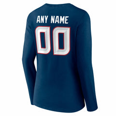 Houston Texans Women's Team Authentic Personalized Name & Number Long Sleeve V-Neck T-Shirt Navy