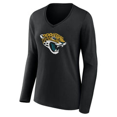 Jacksonville Jaguars Women's Team Authentic Personalized Name & Number Long Sleeve V-Neck T-Shirt Black