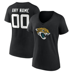 Jacksonville Jaguars Women's Team Authentic Personalized Name & Number V-Neck T-Shirt Black