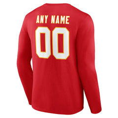 Kansas City Chiefs Team Authentic Personalized Name & Number Long Sleeve T-Shirt Red