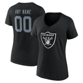 Las Vegas Raiders Women's Team Authentic Personalized Name & Number V-Neck T-Shirt Black