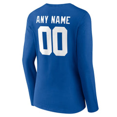 New York Giants Women's Team Authentic Personalized Name & Number Long Sleeve V-Neck T-Shirt Royal