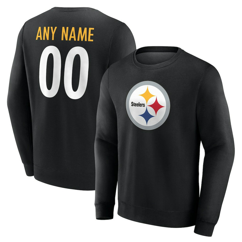 Pittsburgh Steelers Team Authentic Personalized Name & Number Sweatshirt Black
