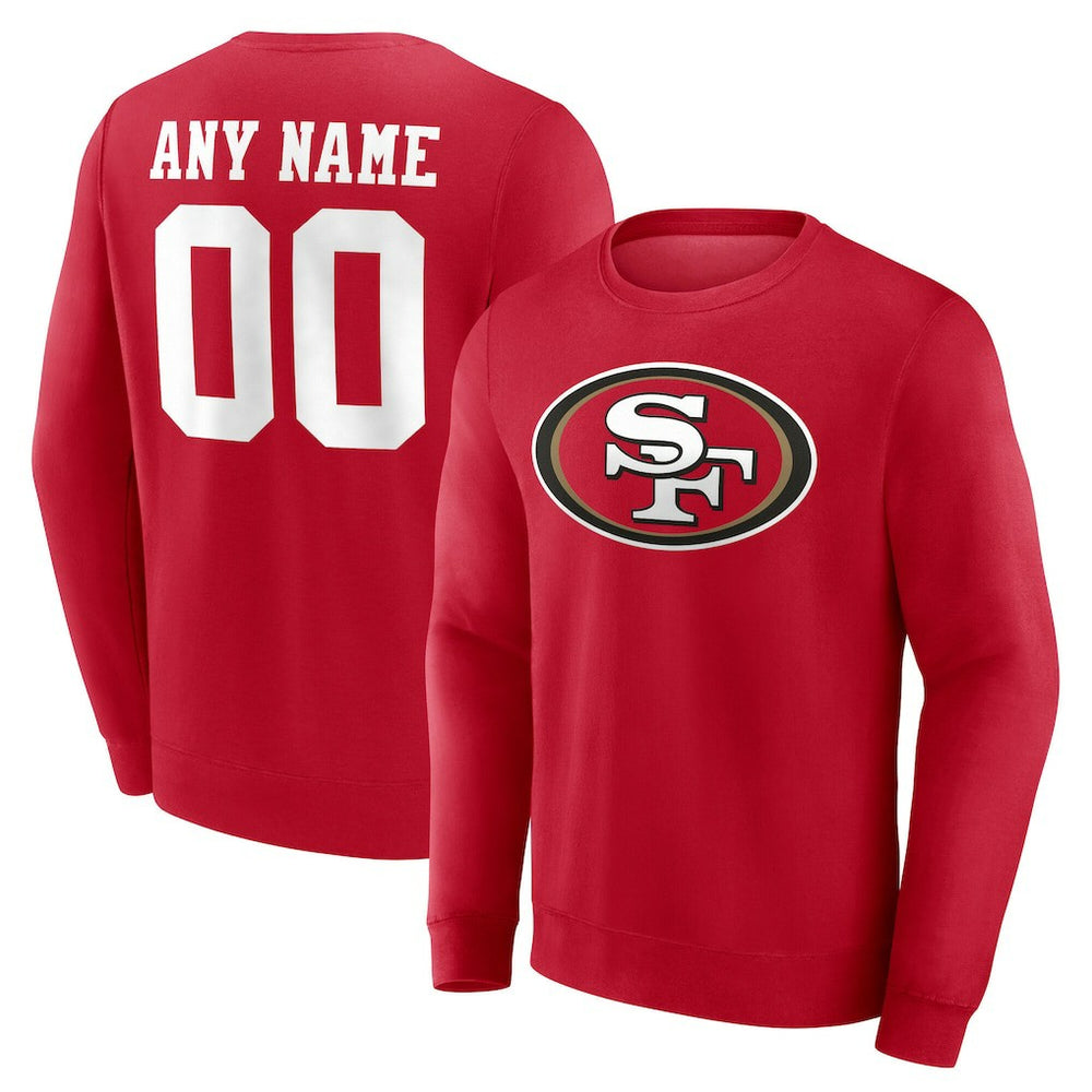 San Francisco 49ers Team Authentic Personalized Name & Number Sweatshirt Scarlet