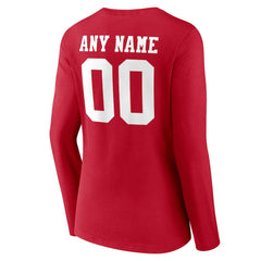 San Francisco 49ers Women's Team Authentic Personalized Name & Number Long Sleeve V-Neck T-Shirt Scarlet