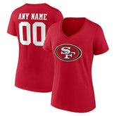 San Francisco 49ers Women's Team Authentic Personalized Name & Number V-Neck T-Shirt Scarlet