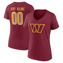 Washington Commanders Women's Team Authentic Personalized Name & Number V-Neck T-Shirt Burgundy