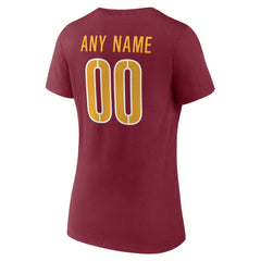 Washington Commanders Women's Team Authentic Personalized Name & Number V-Neck T-Shirt Burgundy