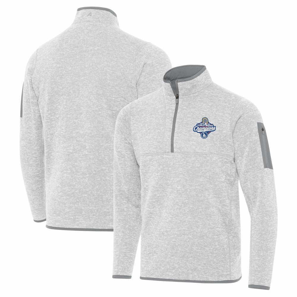 Los Angeles Dodgers Antigua 2025 World Series Champions Fortune Quarter-Zip Jacket - Heather Gray Jackets