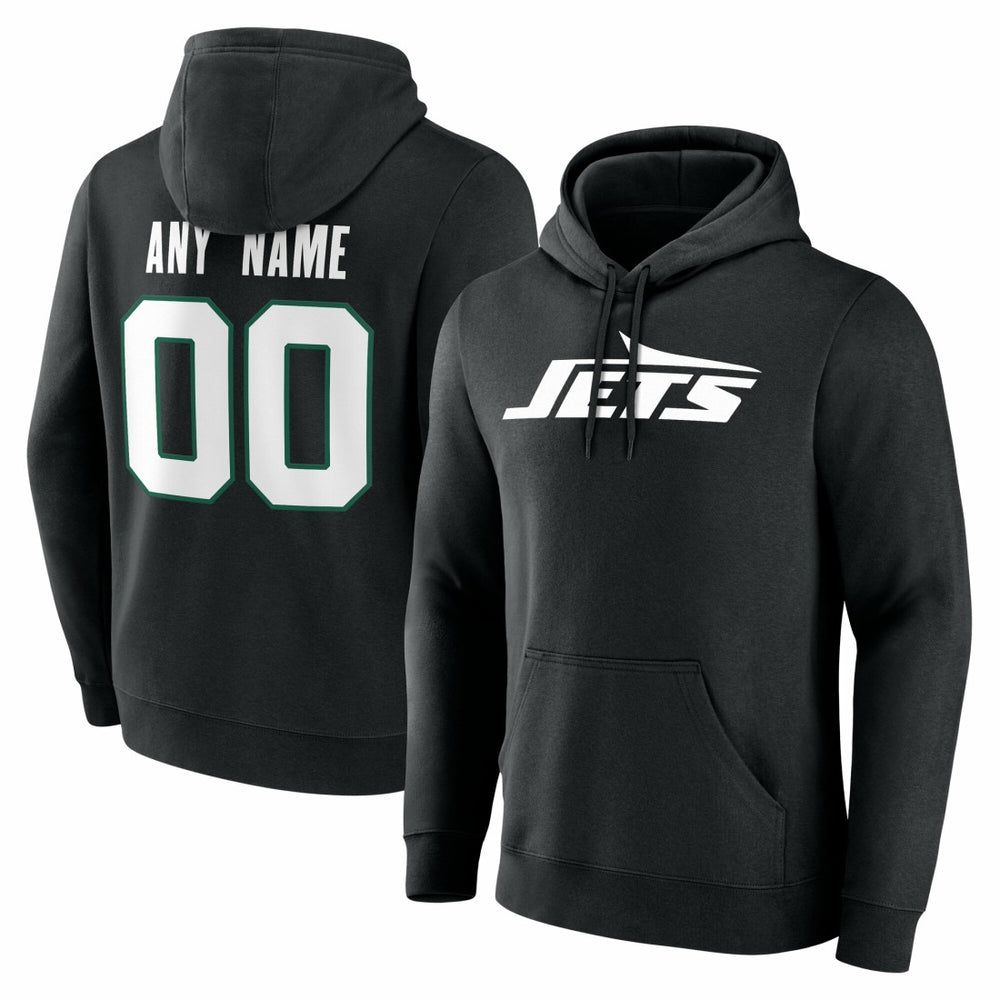 New York Jets Big & Tall Team Authentic Custom Hoodie Black