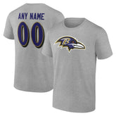 Baltimore Ravens Big & Tall Team Authentic Custom T-Shirt Gray