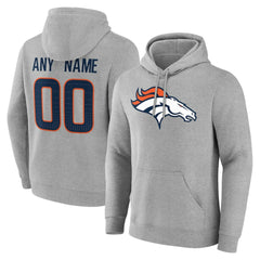 Denver Broncos Big & Tall Team Authentic Custom Hoodie Gray