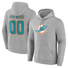 Miami Dolphins Big & Tall Team Authentic Custom Hoodie Gray
