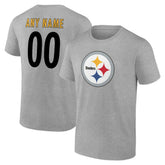 Pittsburgh Steelers Big & Tall Team Authentic Custom T-Shirt Gray
