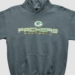 Green Bay Packers 2000s Hooded Pullover Sweatshirt Dark Heather Gray Vintage