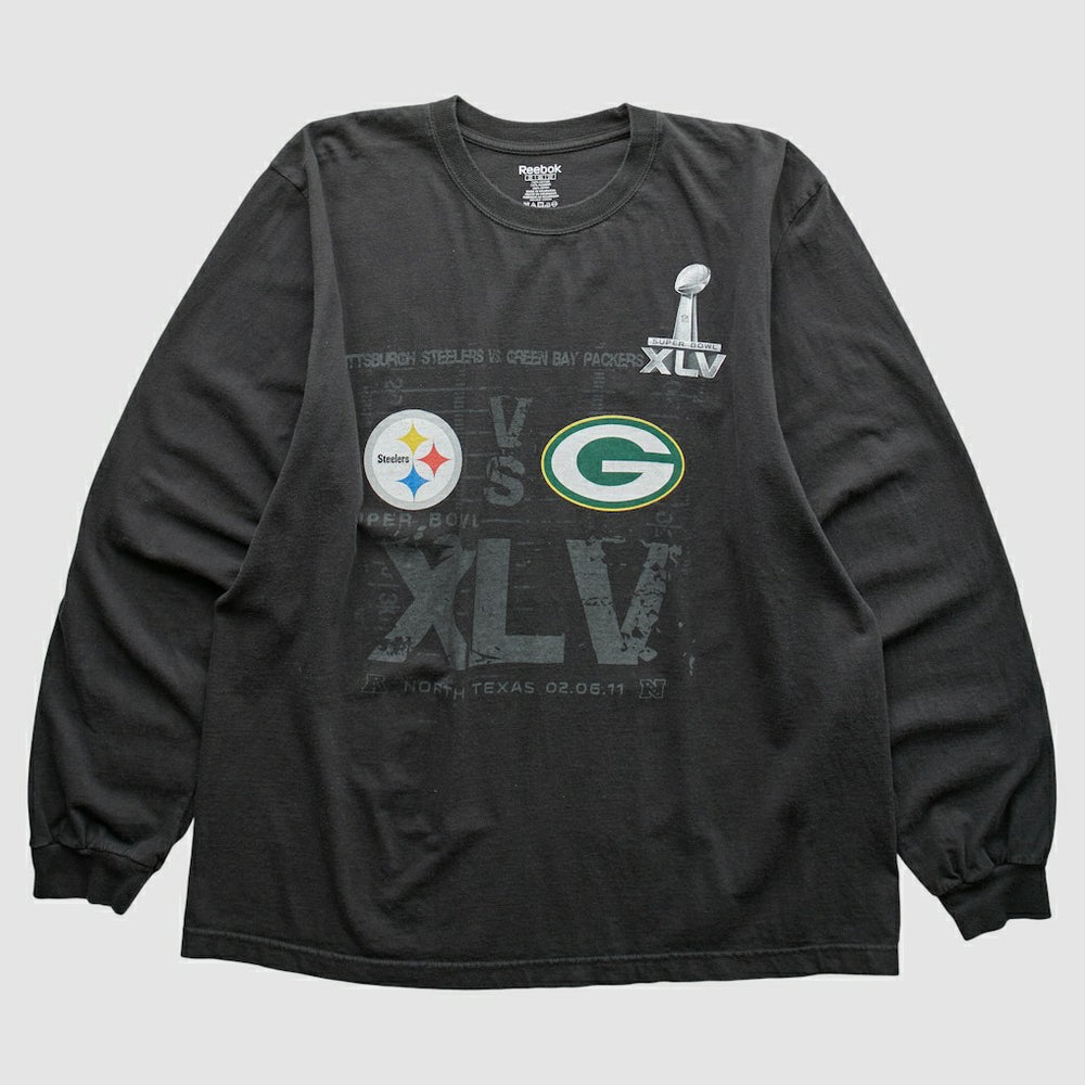 Superbowl XLV Reebok 2011 Long Sleeve T-shirt Black Vintage