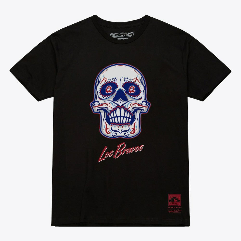 Atlanta Braves Mitchell & Ness Women's Sugar Skull Boxy T-Shirt - Black T-shirts