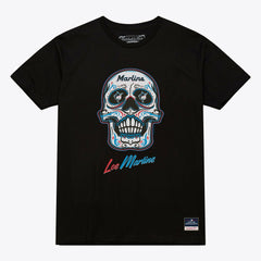 Miami Marlins Mitchell & Ness Women's Sugar Skull Boxy T-Shirt - Black T-shirts