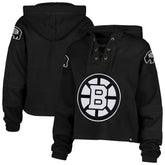 NHL Boston Bruins '47 Women's Cropped Lacer Hoodie - Black