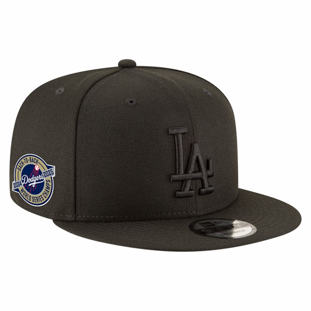 Los Angeles Dodgers New Era 2024/25 Back-to-Back Champions Circle Side Patch 9FIFTY Snapback Hat - Black Hats