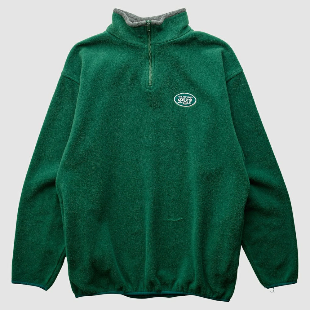New York Jets Majestic 2000s 1/4 Zip Sweatshirt Green Vintage