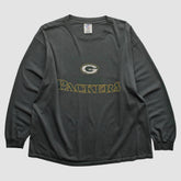Green Bay Packers Logo Athletic 2000s Long Sleeve T-shirt Charcoal Vintage