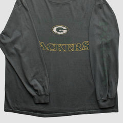 Green Bay Packers Logo Athletic 2000s Long Sleeve T-shirt Charcoal Vintage